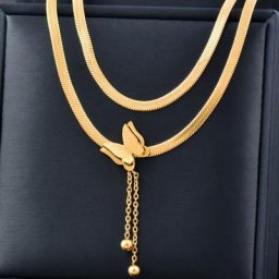 SINLEERY-Collier Punk en Acier Inoxydable pour Femme Pendentif Papillon Document en Or Bijoux en