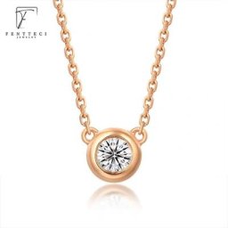 FENTTECI-Collier pendentif Moissanite en argent regardé S925 pour femme plaqué or bijoux fins