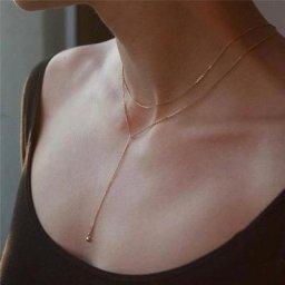 Collier pendentif double couche rempli d'or 14 carats pour femme perles en or faites à la main