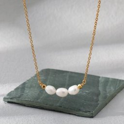 Collier Chic en perle naturelle pour femmes chaîne en acier inoxydable plaqué or 18 carats bijoux