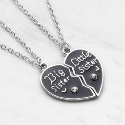 Collier en alliage épissé coeur noir grande litière réglable pendentif en biscuits breloque