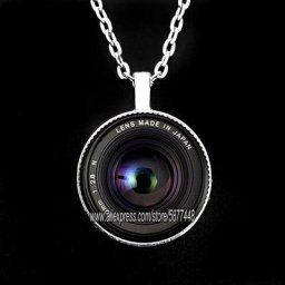 Collier pendentif d'appareil photo SLR pour les amateurs de photographie Cabochon en verre