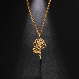 Eueavan 12 PCS / Batch Stainless Steel Birth month Flower collier Gold Snow Flower Daisy Rose