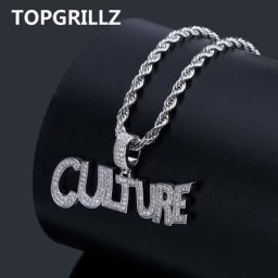 TOPGRILLZ – collier Hip Hop avec pendentif en lettres pour homme chaîne de Tennis couleur or et