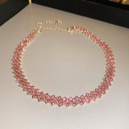 FYUAN-Colliers avec Strass en Clip Géométrique pour Femme Ras du Cou Rose Violet Or Document