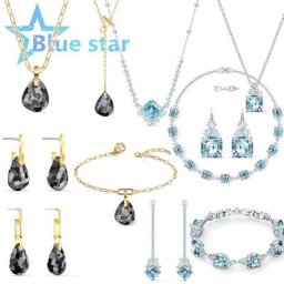 Bijoux en cristal de cygne autrichien pour femmes breloque en cristal noir et bleu bijoux de fête