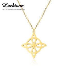 LucFusion-Collier pendentif nœud de sorcière pour hommes et femmes acier inoxydable amulette de