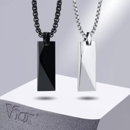 Vnox – collier à pendentif Rectangle géométrique pour hommes chaîne de boîte réglable en acier
