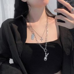 Long collier multicouche Hip Hop pour hommes et femmes bijoux pièce de monnaie pendentif lapin
