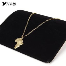 Afrique carte pendentif collier pour femmes/hommes argent/or couleur éthiopienne bijoux en gros