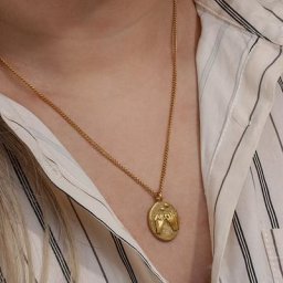 Collier de noël en acier inoxydable pendentif ovale motif de promesse coeur romantique Pinkie