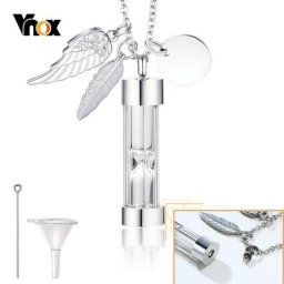 Vnox – collier de crémation en verre sablier souvenirs du temps bijoux de cendres ne se décolore