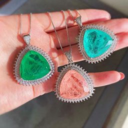 KNRIcalls-Collier pendentif en pierre précieuse pour femme Paraiba Tourmaline émeraude rose