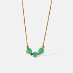 Collier pendentif en pierre naturelle plaquée or véritable JO18 K acier inoxydable étanche