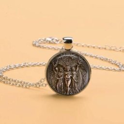Wiccan Vintage Statue de Triple lune déesse amulette pendentif collier en verre bijoux femmes cadeau