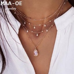 Colliers pendentif goutte d'eau pour femme document en or cristal opale colliers de la présidence