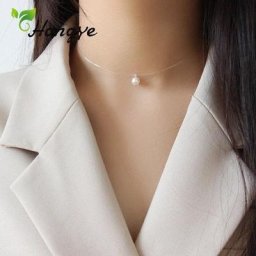 Hongye – collier de perles d'eau douce Oblate pour femmes cadeau ras du cou chaîne fil de pêche