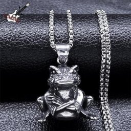 Collier gothique en acier inoxydable avec pendentif en forme de grenouille Vintage Punk Animal