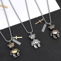 Poupée de dessin animé rotatif ours Robot collier pendentif pour hommes Hiphop en acier inoxydable
