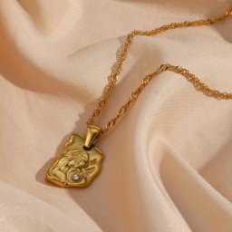 Collier en acier inoxydable gaufré pour fille pendentif irrégulier avec un cadeau précieux chaîne