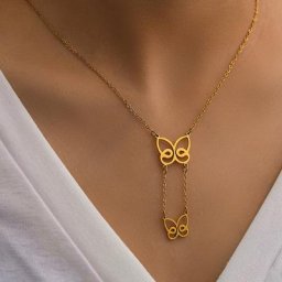Colliers de la présidence en acier inoxydable pour femmes pompon papillon vintage tour de cou
