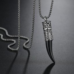 Pendentif en obsidienne noire pour hommes et femmes chaîne longue amulette talisman amoureux