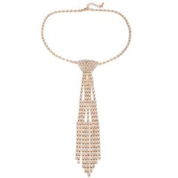 Women Glitter Faux Crystal for rhinestone Neck Tie Luxury Diamond Necklace Collar with Adjustable