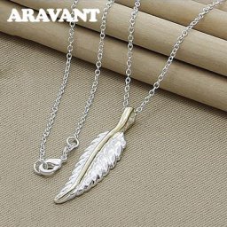 Chaîne de collier avec pendentif plume en argent 925 accessoires de bijoux de mariage pour femmes