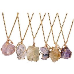 Pendentif en pierre brute plaquée or pierre de forme irrégulière Quartz véritable collier à