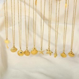 INS-Collier pendentif en acier inoxydable plaqué or 14 carats pour femme coquille d'escargot de