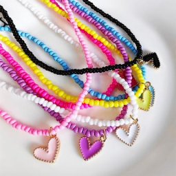 ZX-Collier pendentif coeur en émail coloré pour femmes collier JOShort perlé bijoux faits à la