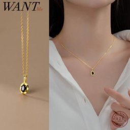WANTcloser-Collier naren argent regardé 925 pour femme pendentif clavicule noir exquis plaqué or