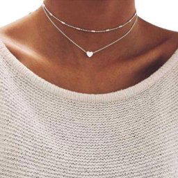 Collier réglable en forme de cœur nouveau Style charmant 2 couches chaîne multicouche ras du