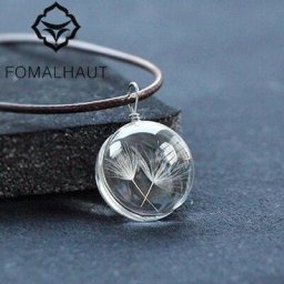 FOMALHAUT – collier en forme de pissenlit pour femme bijoux en cuir véritable boule de verre