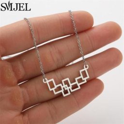 Collier ras du cou avec pendentif carré creux et minimaliste pour femmes et hommes breloques