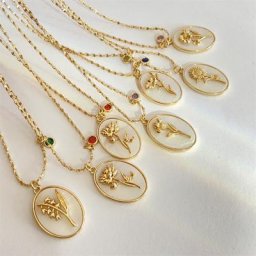 Collier pendentif fleur de mois de naissance pour femme breloques de pierre de naissance coquille
