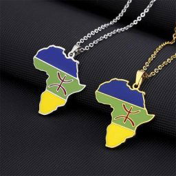 Pendentif carte de l'Afrique en titane et acier pour hommes et femmes colliers de la présidence