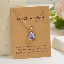 Pendentif coeur en cristal de couleur à la mode pour femme collier éléphant étoiles violettes