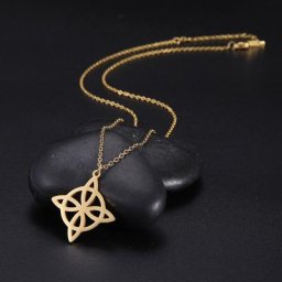 Cazador – collier en acier inoxydable pour femme bijou avec pendentif et nœud de sorcière