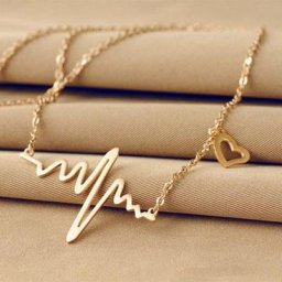 Collier pendentif coeur vague simple pour femme bijoux vintage accessoires chics breloque Ecg