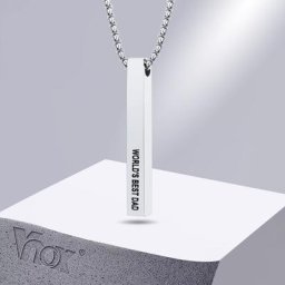 Vnox-Collier pendentif barre verticale en acier avec boîte cadeau pour père meilleur papa du