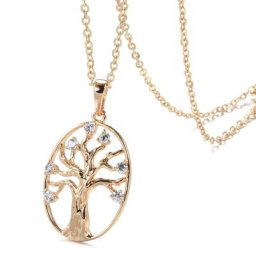 Kinel-Collier pendentif en or rose pour femme bijoux en cristal vintage arbre à fleurs