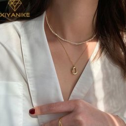 XIYANIKE-Collier pendentif naren forme de O pour femme argent lisse élégant tempérament exquis