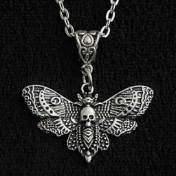 Collier pendentif Death Moth crâne gothique papillon rock Emo document argenté JOSugar