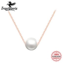 TrustDavis – collier minimaliste en argent Sterling 925 pendentif en perles de 9mm à la mode pour