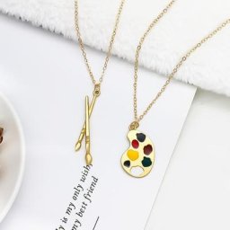 Ensemble de colliers pour femmes Palette de gouttes d'huile de dessin animé bijoux de Couple