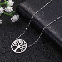 Cazador-Collier pendentif arbre de vie pour femme tour de cou en acier inoxydable bijoux pour