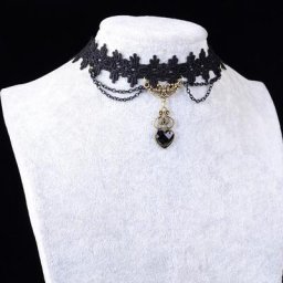 Collier en dentelle noire pour femmes ras du cou pendentif rétro gothique victorien