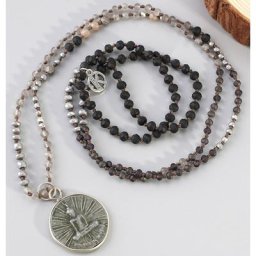 KELITCH – collier pendentif bouddha plaqué argent perles de pierre breloque fait à la main