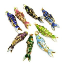 Wighibunded-Collier en forme de vrai poisson chinois Everisonne couleurs mélangées environ 45mm